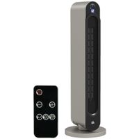 homcom calefactor ceramico de torre 11002200w mando pantalla led temporizador y oscilacion o25x735 cm plata y negro   aosom espana