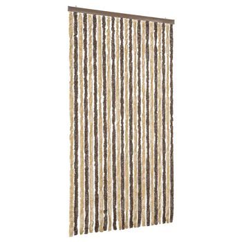 Cortina Antimoscas Chenilla Marrón Oscuro Y Beige 100x220 Cm