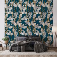 papel pintado panoramico con motivos de carpa azul 375 x 25