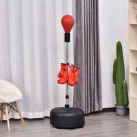 pera de boxeo con soporte homcom acero pu pe o48x136-154 cm rojo