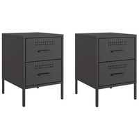 juego de 2 mesitas de noche - mesillas acero negro 36x39x505 cm mc5628