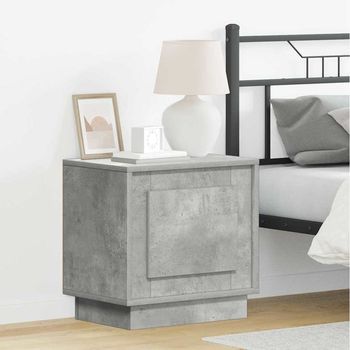 Mesa De Noche - Mueble De Dormitorio - Madera De Ingeniería - Gris Concreto (44x34.5x45cm)