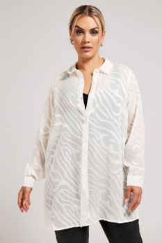 Yours London Camisa Malla Blanca Diseño Cebra, Mujer Curvy Y Tallas Grandes, Yours London