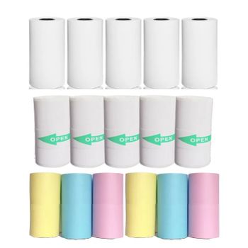 Mini rollos de papel térmico para impresora fotográfica, papel autoadhesivo de 58mm, 57x25MM, Color blanco, para regalo
