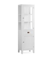 vitrina de madera de mindi blanco alt 190 cm