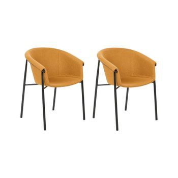 Conjunto De 2 Sillas Naranja Negro Poliéster Contemporáneo Comedor Ames