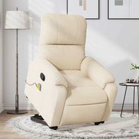vidaxl sillon reclinable de masaje elevable tela de microfibra beige