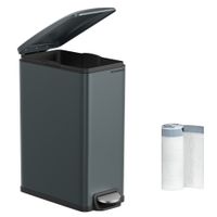 cubo de basura con pedal 50 l de acero de color gris y negro