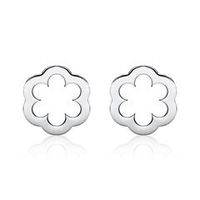 pendientes flor de oro blanco de 14 quilates