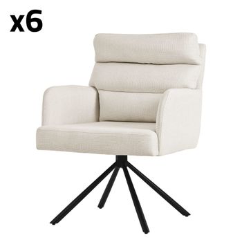 6x sillas de comedor giratoria beige tapizado respaldo extraíble