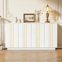 aparador - mueble de salon - tablero de particulas - blanco y dorado 140x35x70cm