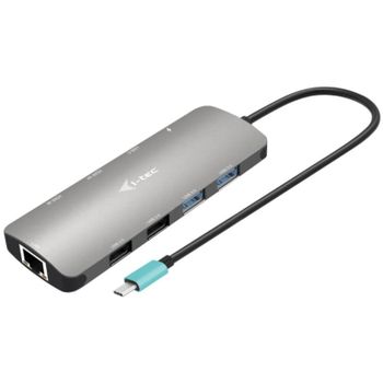 Estación de acoplamiento USB-C i-tec Metal Nano 2x HDMI 100W, 5 Gbps, Plata, LAN Gigabit