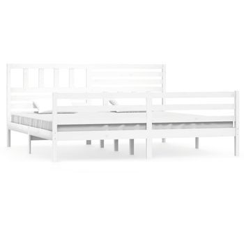 Estructura De Cama Sin Colchón Madera Maciza Blanco 200x200 Cm Vidaxl