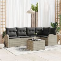 conjunto de sofa de jardin  de 6 piezas con cojines grises v6385 unico  beige