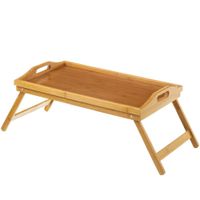 bandeja plegable de bambu marron de 50x30x22 cm