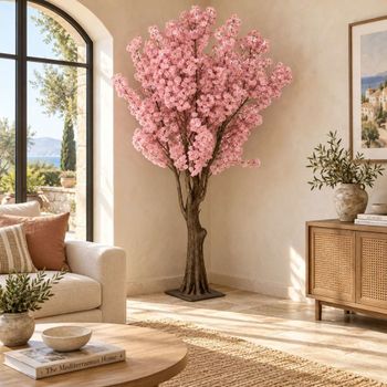 Árbol cerezo de poliéster rosa 100x100x210 cm