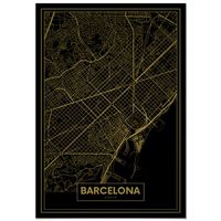 panorama cuadro de aluminio mapa oro de barcelona 70x100 cm
