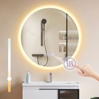 espejo nettlife para bano espejo de bano con iluminacion redondo 50 cm espejo de bano led de pared con toque