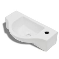lavabo de ceramica blanco con agujero para grifo