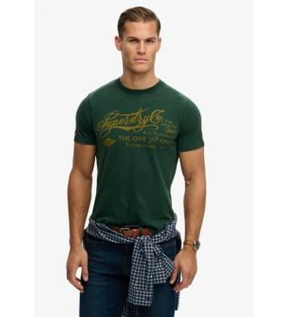 Superdry para hombre. M1012352A Camiseta Industry Worker Relaxed verde (S), Casual, Algodón, Manga corta