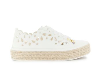 zapatillas con cordones en tejido perforado white