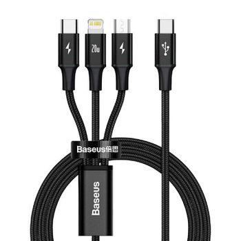 Cable Baseus Rapid 3-in-1 USB A a USB-C/Micro USB/Lightning 1,5 m Negro