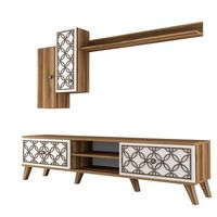 mueble tv con estante class s blanco nogal
