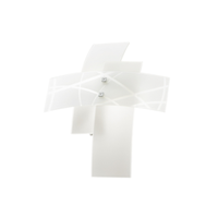 frida - aplique de 2 luces e14 en vidrio blanco satinado - estructura cromada diseno cruzado moderno ip20 max 2x42w sin bombillas