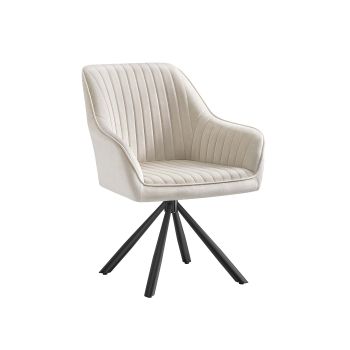 Silla de comedor giratoria con reposabrazos y asiento tapizado