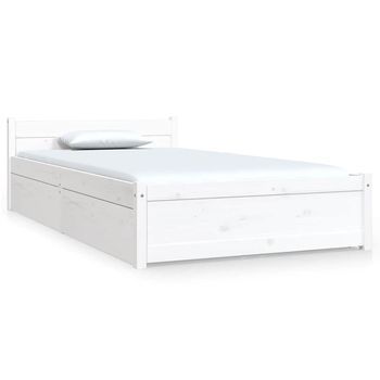 Estructura De Cama Individual Con Cajones Blanco 90x190 Cm