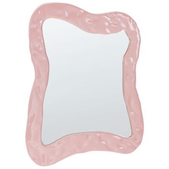 Espejo De Pared Decorativo Mdf 80 X 60 Cm Estilo Retro Asimétrico Rosa Pencran
