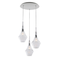 lampara de suspension zeus en hierro con cristal pyrex transparente 3 luces 149 o50 bl270-s3-tr