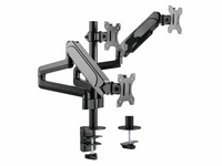 soporte pantalla para mesa tres brazos 3 pantallas 17 - 27 aluminio muelle de gas inclinable y giratorio max vesa 100x100