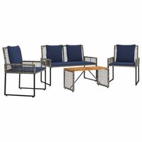 juego de muebles de exterior con cojin acero vidaxl