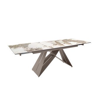 Mesa Comedor Extensible Mármol Porcelánico Gris Taupé 180x90x76