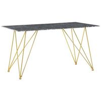 mesa de comedor efecto marmol  negro con dorado patas doradas 140 x 80 cm para comedor kenton