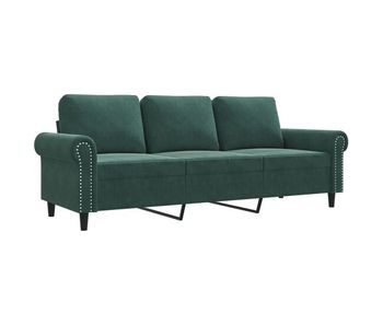 Vidaxl sofá de 3 plazas terciopelo verde oscuro 180 cm