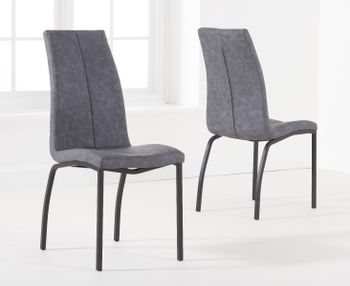 Noir Grey Fabric Antique Dining Chairs - Grey