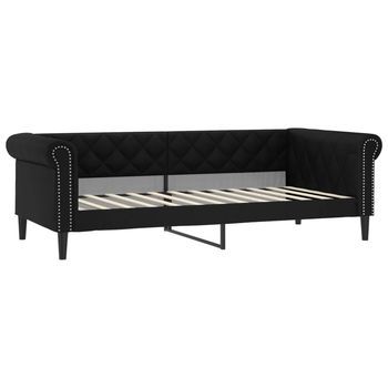 Sofá Cama Sin Colchón Cuero Sintético Negro 100x200 Cm Vidaxl