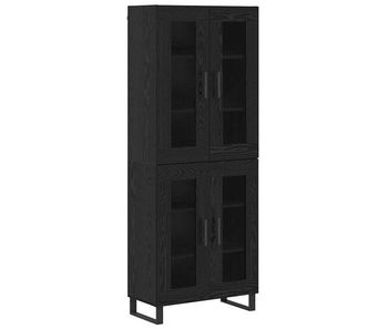 Aparador alto - mueble de almacenamiento 2 pcs roble negro madera de ingeniería y vidrio es278