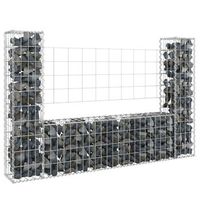 cesta de gaviones  gavion para piedras  gavion decorativo forma de u 2 postes de hierro 140x20x100 cm cfw375870