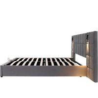 cama tapizada gris 180 x 200 cm con arcon cabecero 268 cm luces y usb