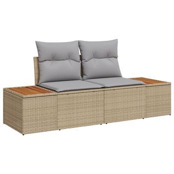 Juego De Sofá De Jardín De 9 Piezas Con Cojines Beige De Poliratán V2936 Unico / Beige