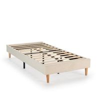 base tapizada niebla 90x190 cm tela borreguito beige