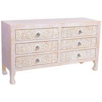 comoda de madera de 6 cajones 91x285x515