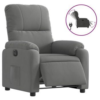 Sillón De Salón | Silla | Sillón Reclinable Eléctrico Tela De Microfibra Gris Oscuro