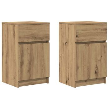 Mesitas Noche 2 Uds Madera Ingeniería Roble Artisian 39x35x65cm Vidaxl