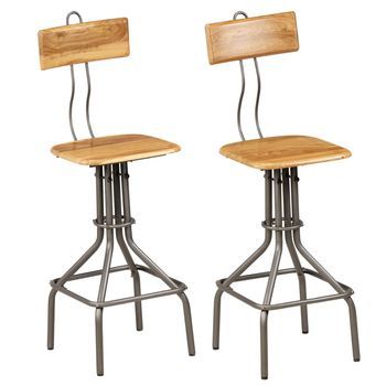 Taburetes De Cocina 2 Unidades Madera Maciza De Teca Reciclada Vidaxl