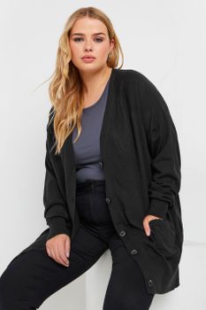Cárdigan De Punto Negro Con Botones, Mujer Curvy Y Tallas Grandes, Yours