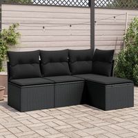 conjunto de sofas jardin 4 uds  mueble jardin mesa y sillas con cojines ratan sintetico negro cfw553659